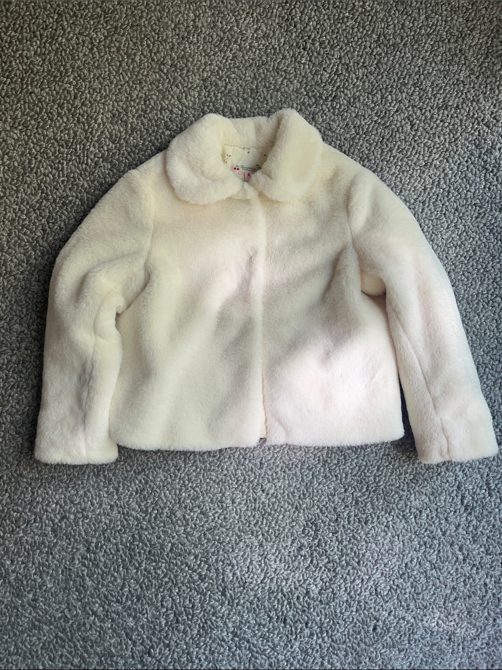 Bonpoint Cream Faux-Fur Pea Coat for Kids